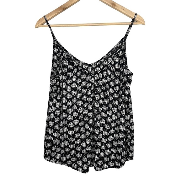 H&M black white Floral camisole crop top Sz M - Picture 2 of 5
